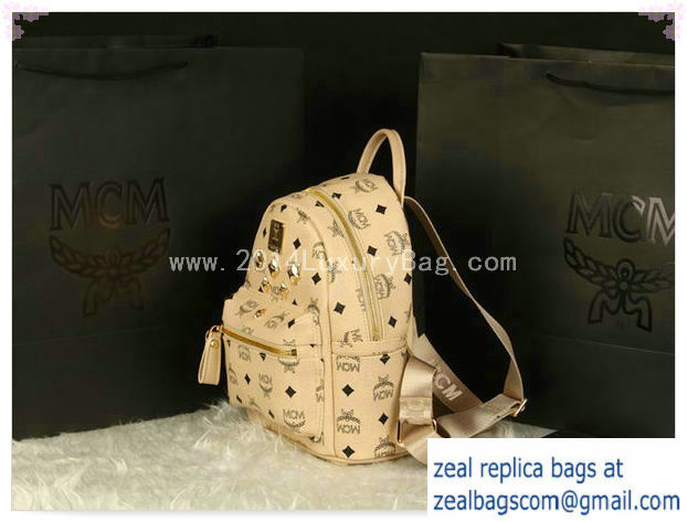 High Quality Replica MCM Stark Backpack Medium in Calf Leather 8003 Apricot - Click Image to Close